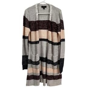 Fortune + Ivy Sweater Cardigan Womens M Open Front Striped Knit New Without Tags